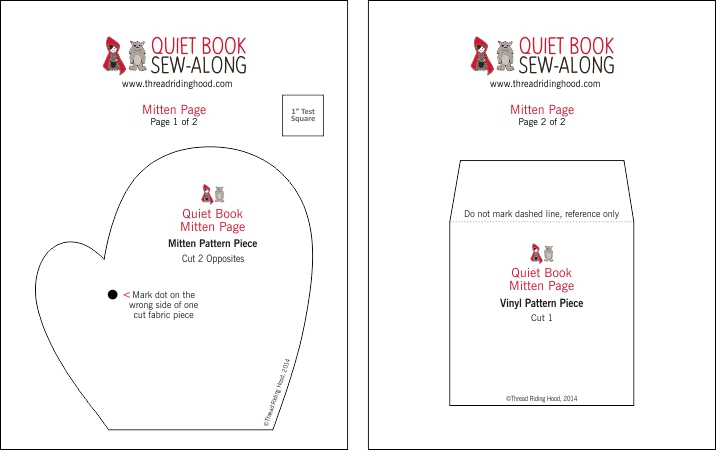 QBSA Mitten Page - Pattern Pieces