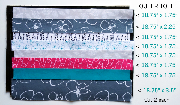 Spring Market Tote - Tote Outer Stripe Measurements