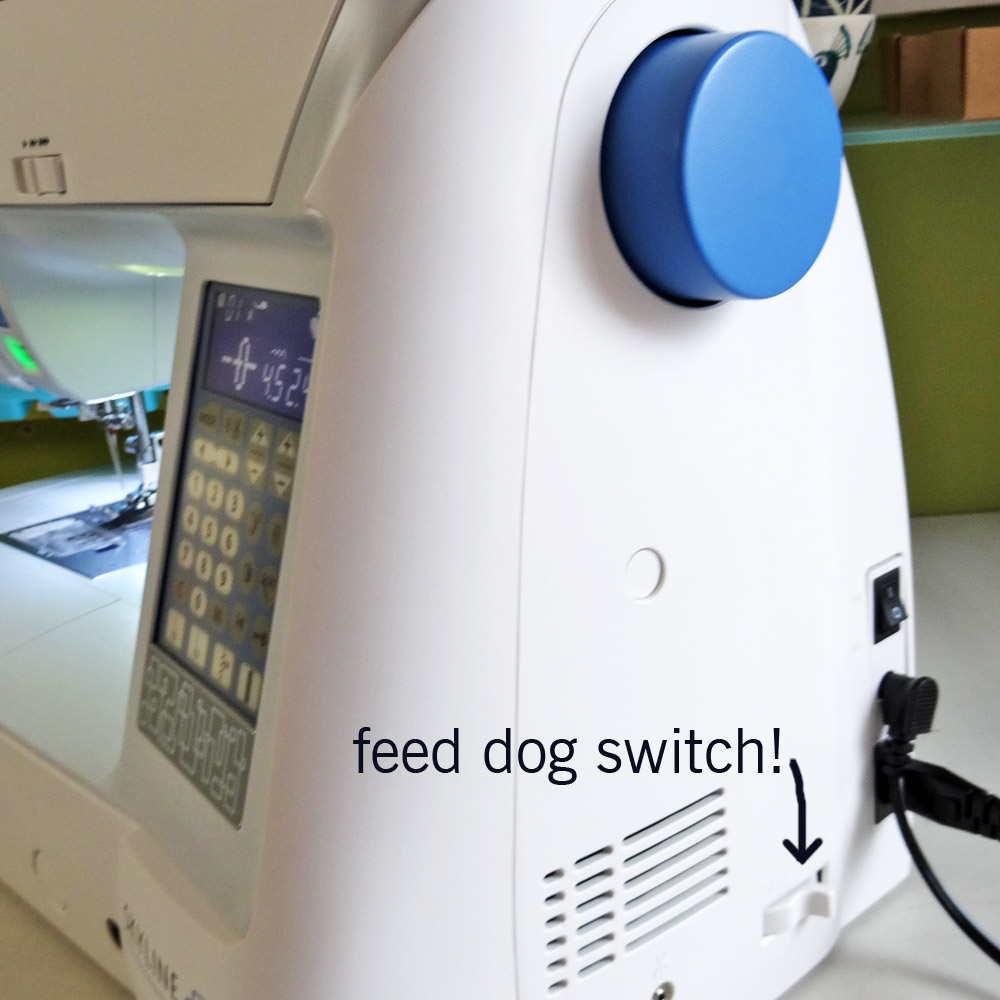Janome Skyline S5 Side View Feed Dog Switch