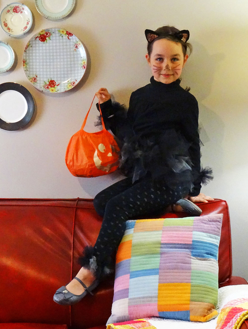 Black Cat Costume Sitting