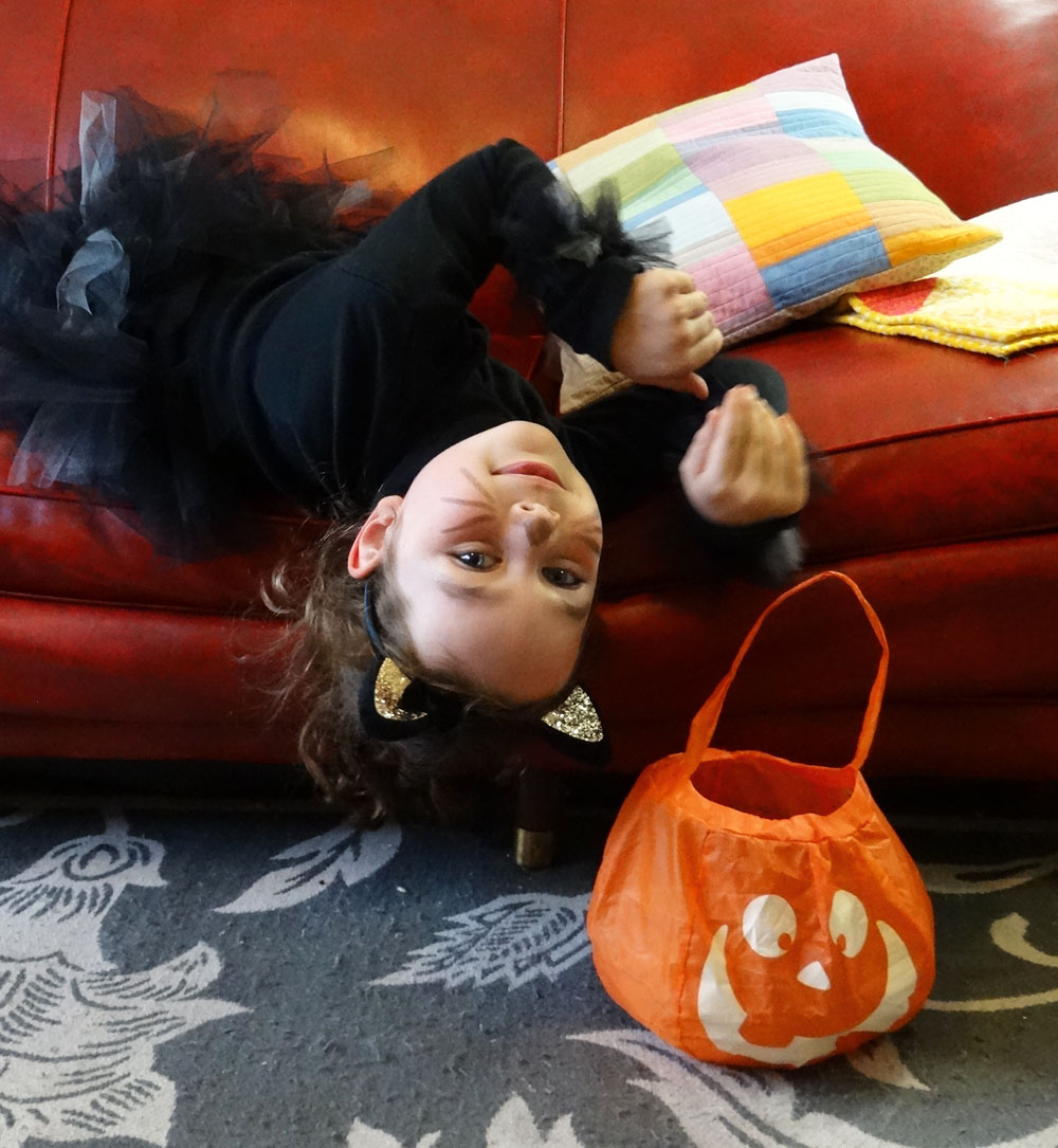 Black Cat Costume with Halloween Bag