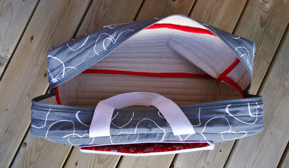 Zipper Pocket Cargo Duffle Lansdotter Gray Red