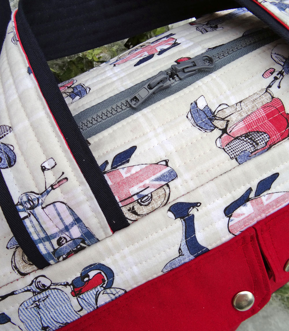 Zipper Pocket Cargo Duffle Red Vespa Scooter