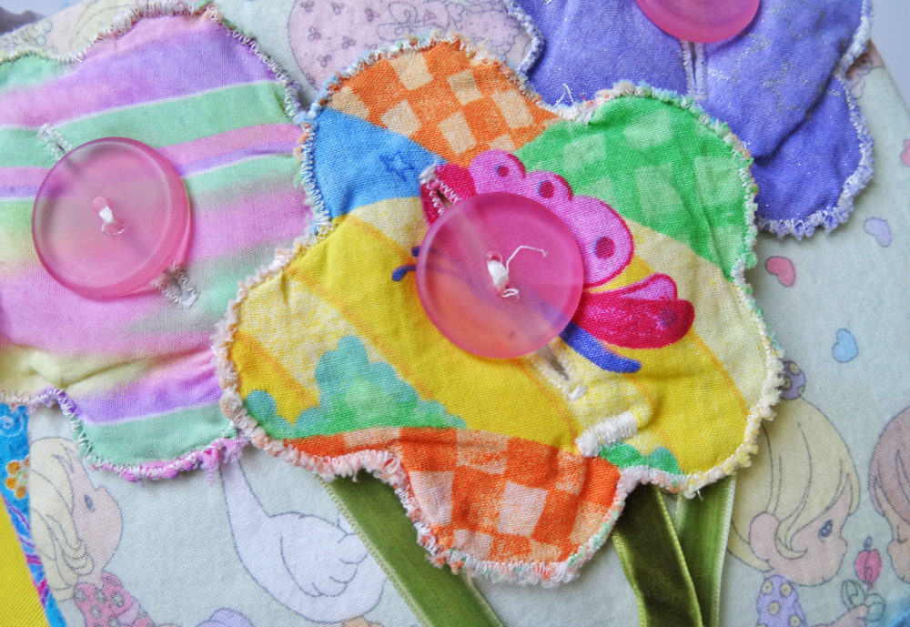 Close-Up Quiet Book Button Flowers