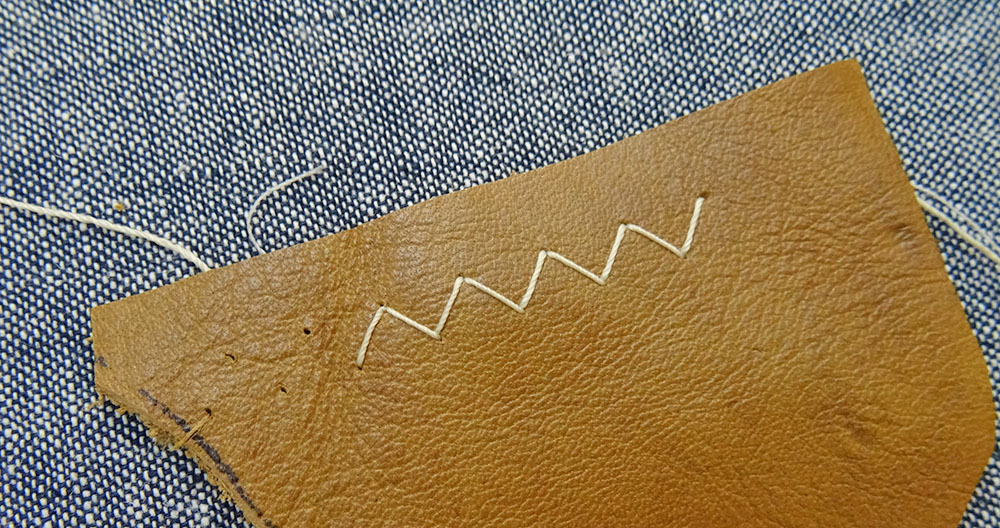 Stitch a row of zigzag stitches on your leather Stitch a row of zigzag stitches on your leather