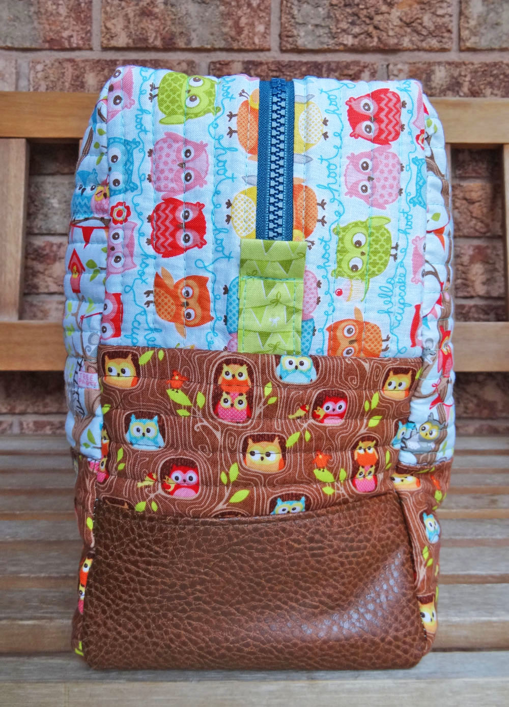 Blue Cargo Duffle Zipper Tabs & Faux Leather