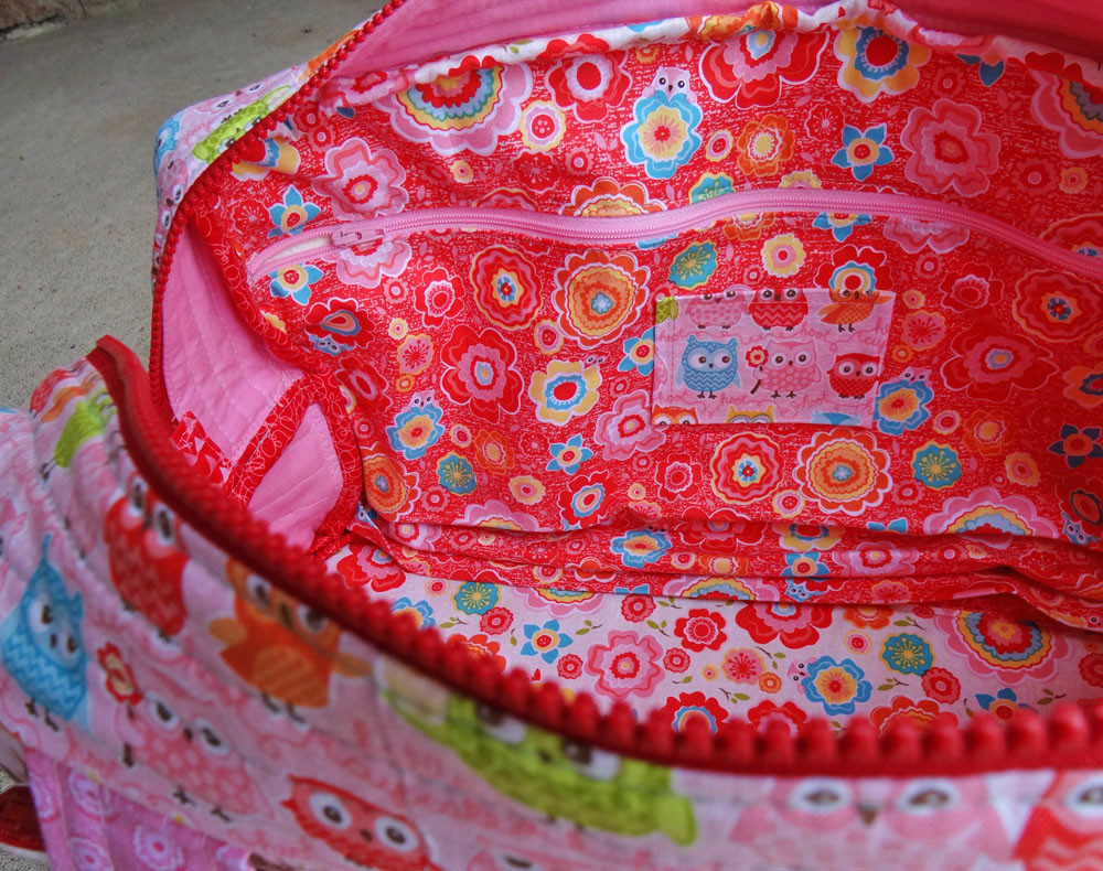 Pink Cargo Duffle interior with pocket