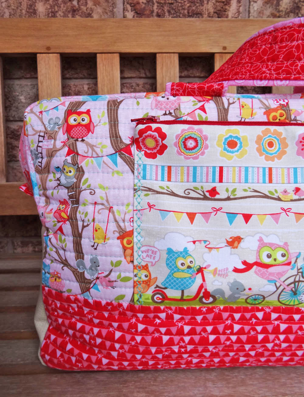 Pink Cargo Duffle - stitching detail