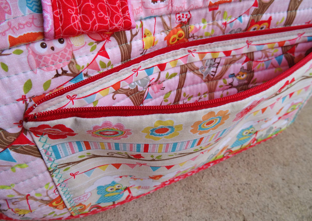 Pink Owl Cargo Duffle - Zipper Pocket interior