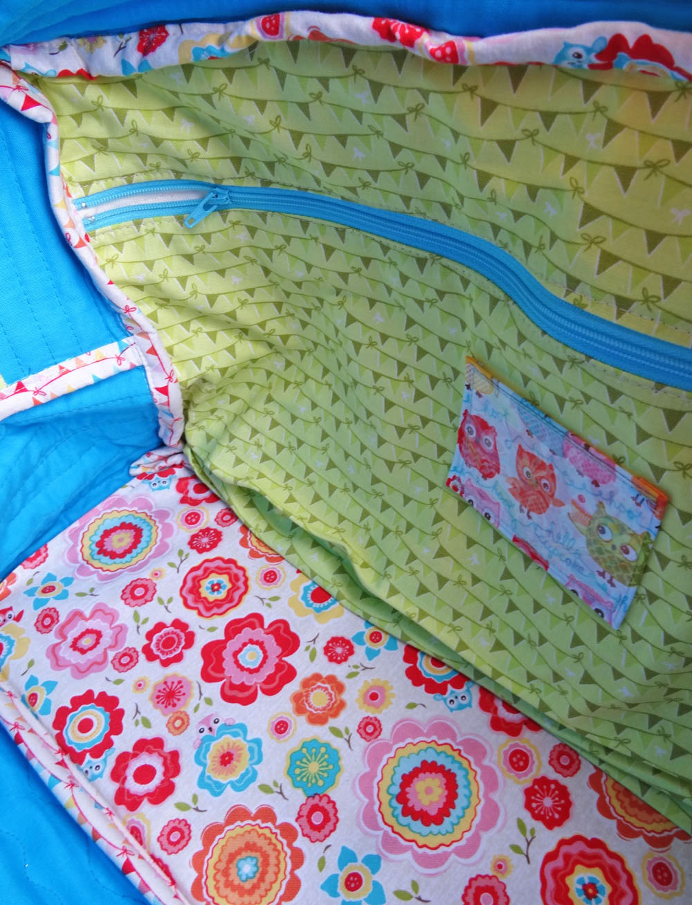 Tree Party Blue Cargo Duffle Interior