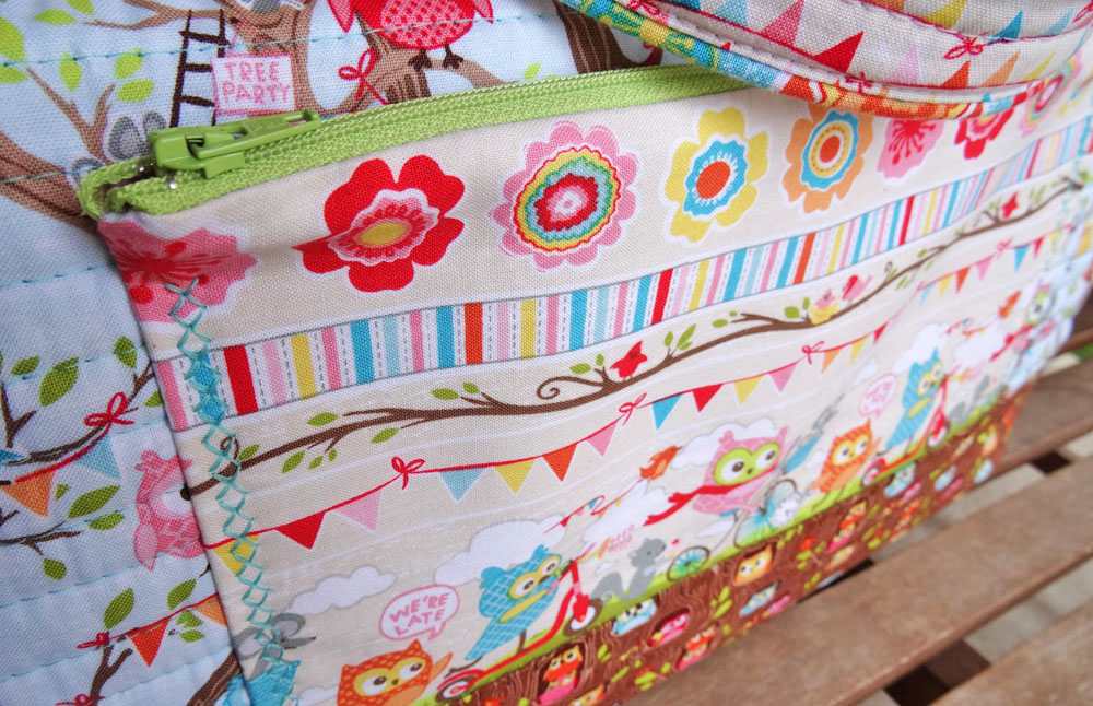 Tree Party Blue Cargo Zipper Pocket Close Up