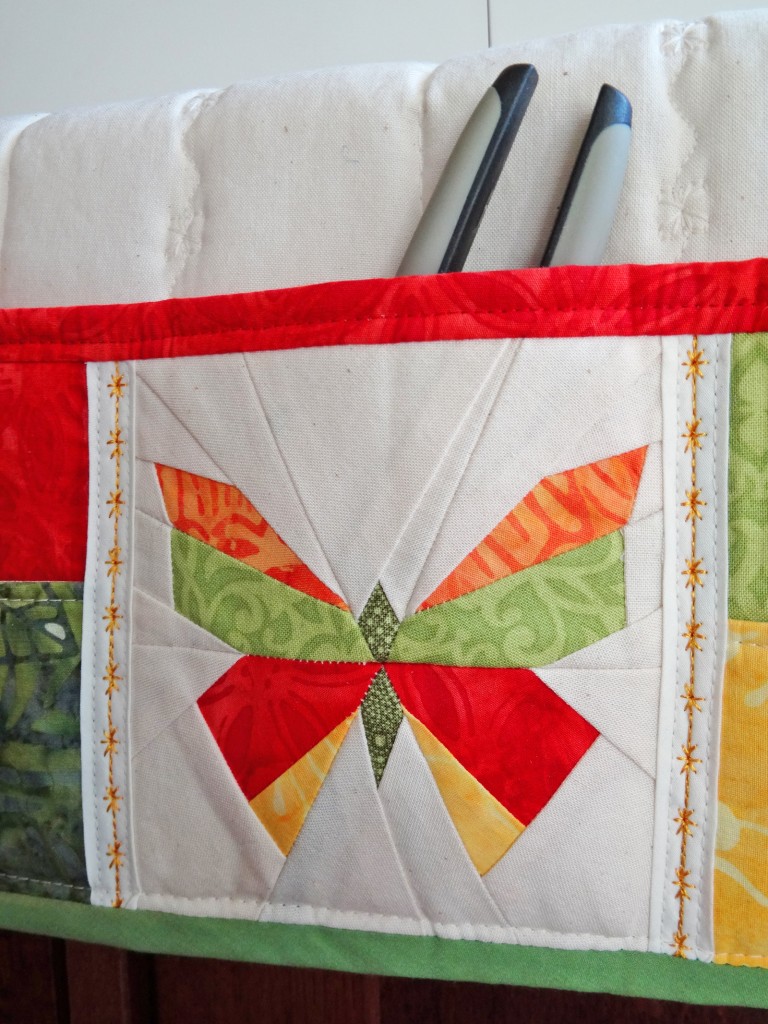 Butterfly Paper Pieced Pocket Sewing Machine Mat, Sewing Machine Cover, Thread Catcher, Batiks