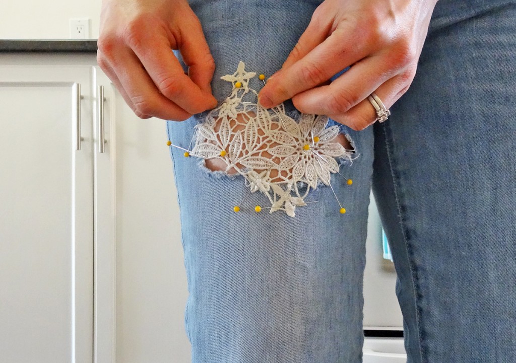 Pin Embroidered Lace to your Jeans Pin Embroidered Lace to your Jeans