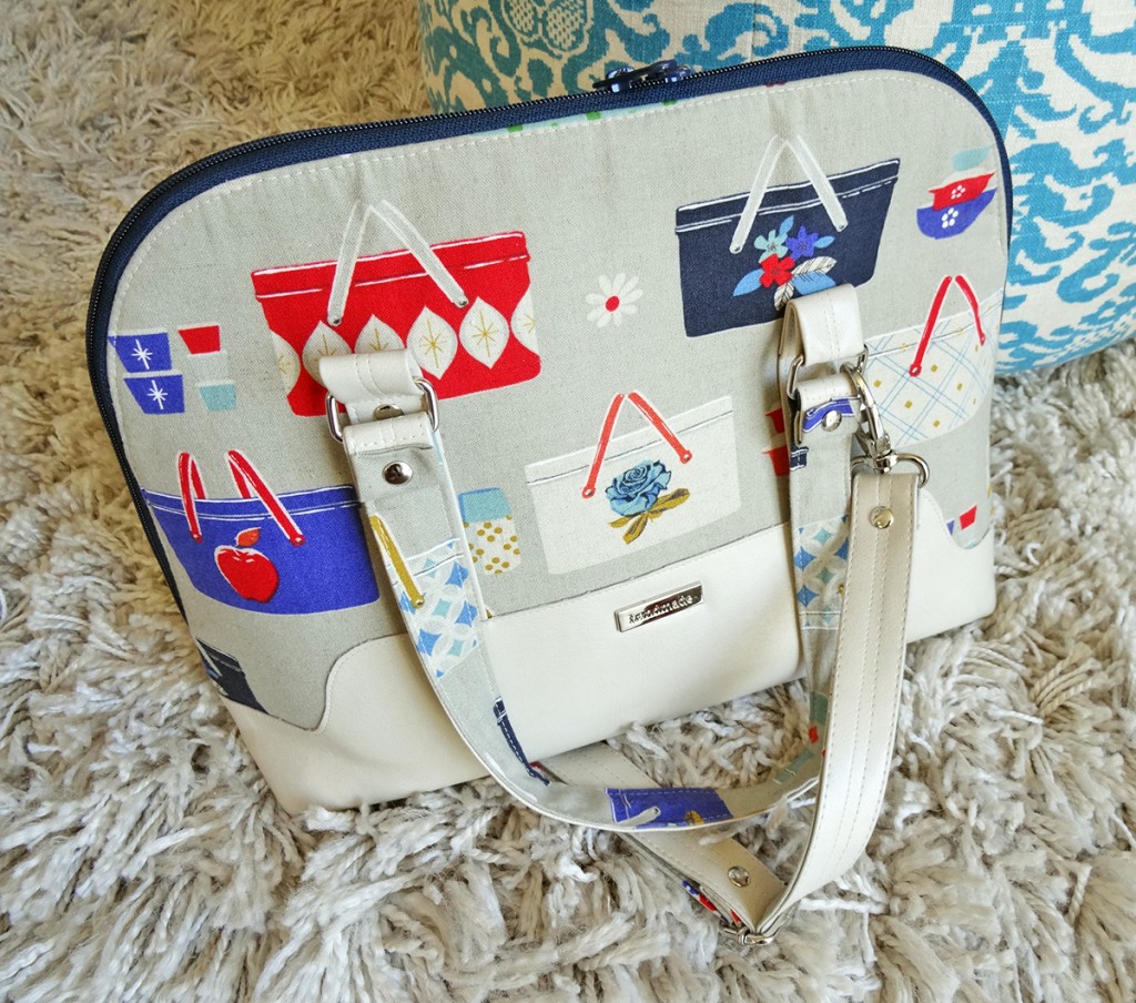 Boronia Bowler Bag Blue Calla, sewn, handmade, purse, cotton + steel, boronia bowler