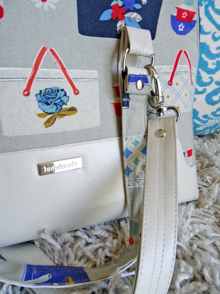 Boronia Bowler hardware and straps Blue Calla, sewn, handmade, purse, cotton + steel, boronia bowler