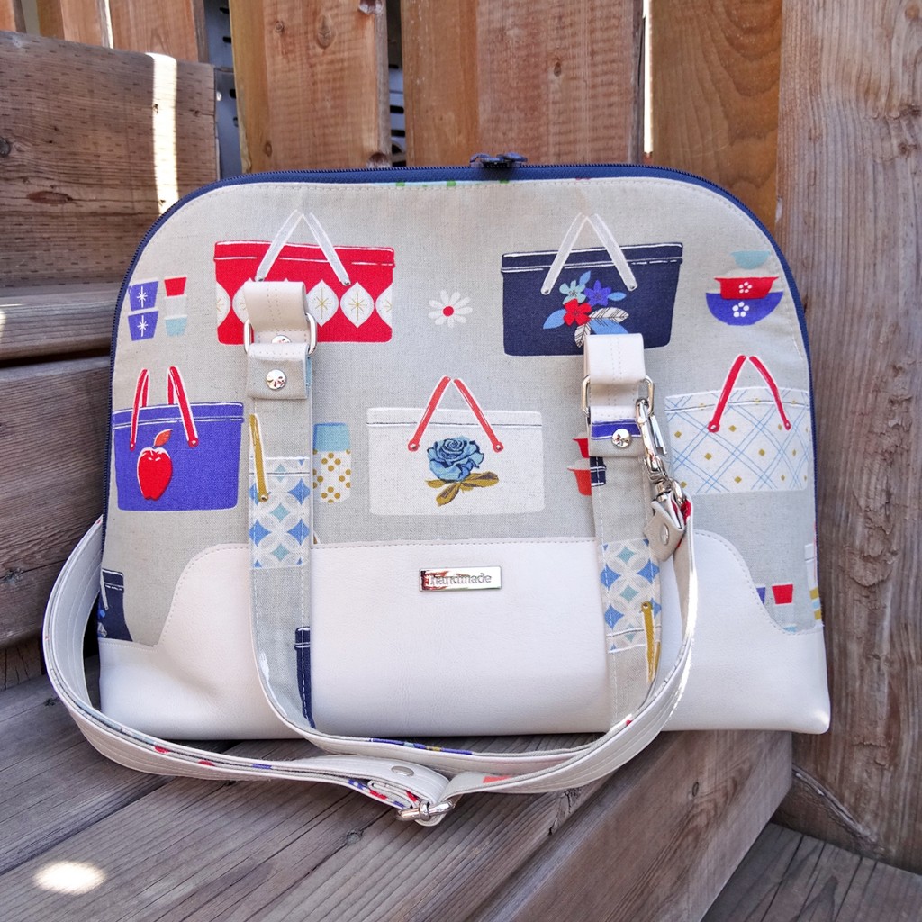 Boronia Bowler Bag Blue Calla, sewn, handmade, purse, cotton + steel