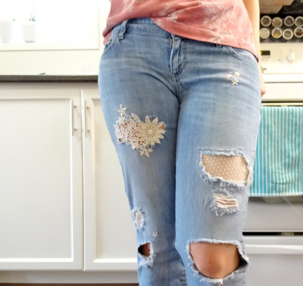 Ripped and Torn Embellished Jeans Ripped and Torn Embellished Jeans with Visible Mending
