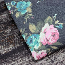 PINK-BLUE FLOWERS ON GREY - KNIT