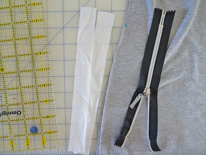 Measure and cut the interfacing zipper, tutorial