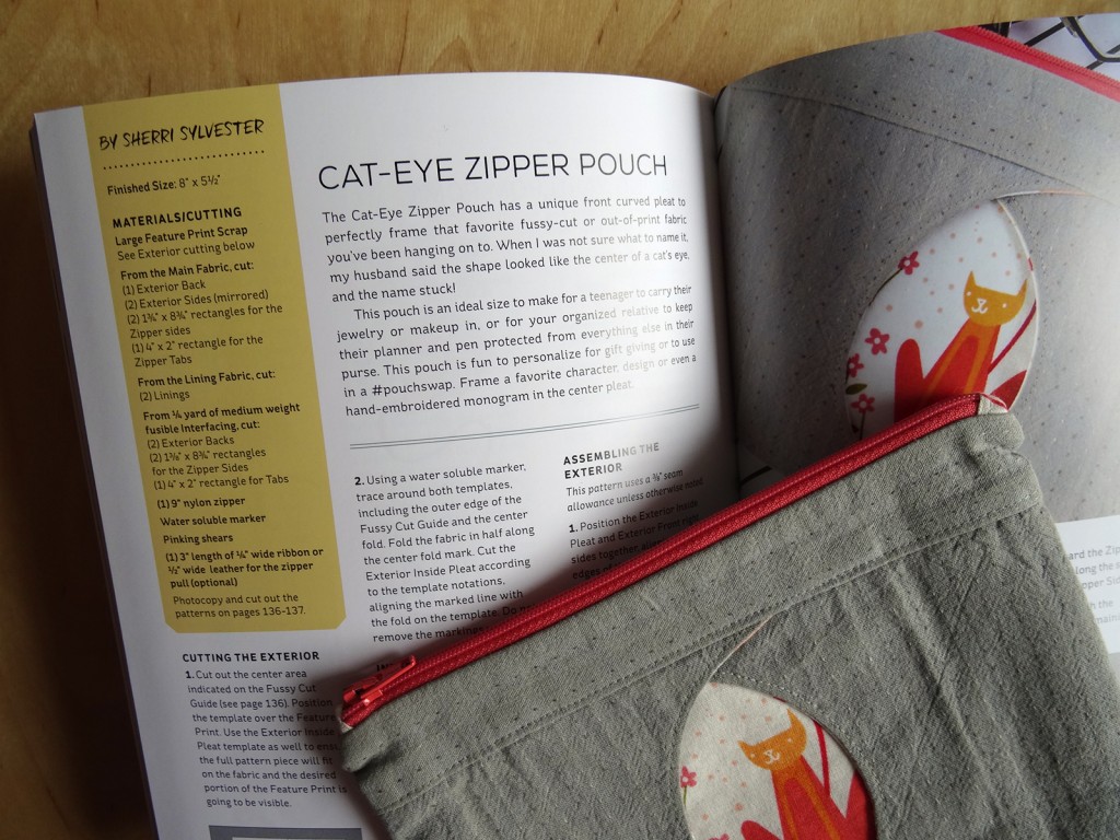 Cat-Eye Zipper Pouch sewing, book, 50 little gifts