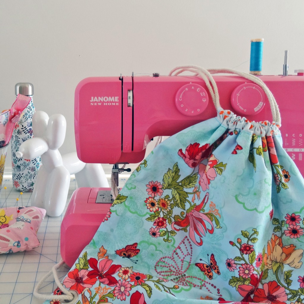 Finished Backpack with the Janome Sewing Machine sewing machine, pink sorbet, janome, kids can sew