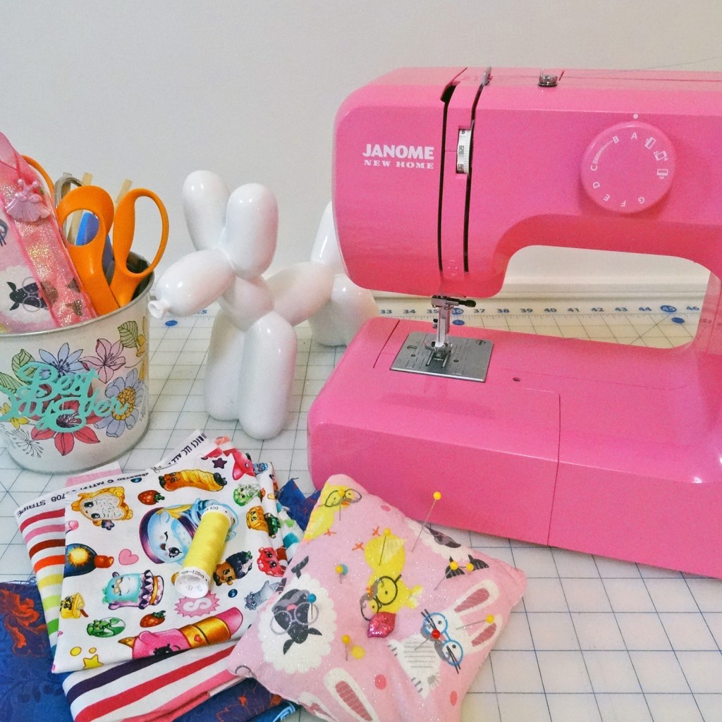 Ready to Sew on the Pink Sorbet sewing machine, pink sorbet, janome, kids can sew