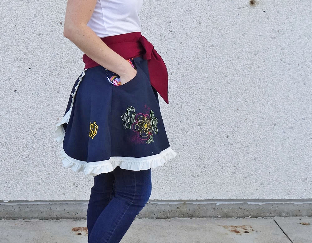 Embroidered Apron - Side View
